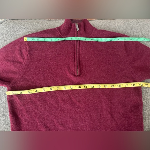 UNTUCKIT Women Sz L Burgundy 100% Merino Wool Long Sleeve Knit Sweater Half Zip - Picture 9 of 9